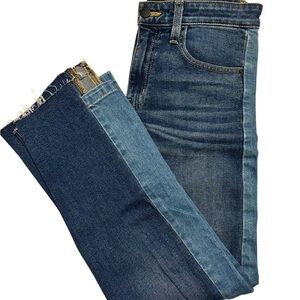 BDG Dark and Light Blue Kick Flare High-Rise Jeans